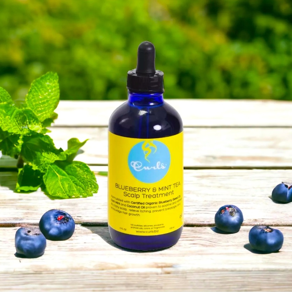 Curls Blueberry & Mint Tea Scalp Treatment Organic Strengthening Hair Oil 4 Oz